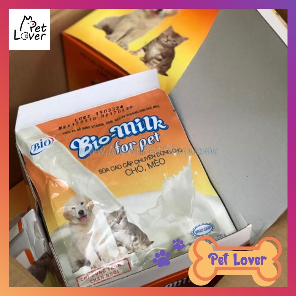 [FREESHIP] Sữa Bột Cung Cấp Vitamin Đạm Béo Và Khoáng Cho Chó Mèo Bio Milk For Pet 100g _Petlover