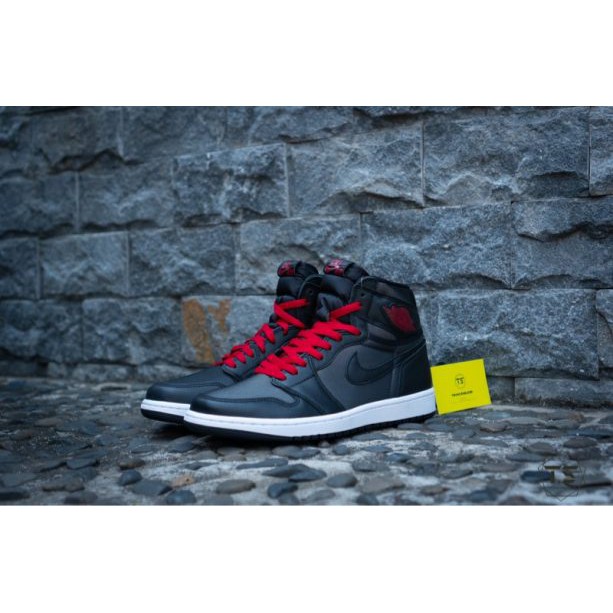 Giày Jordan 1 High Black Satin Gym Red 555088-060