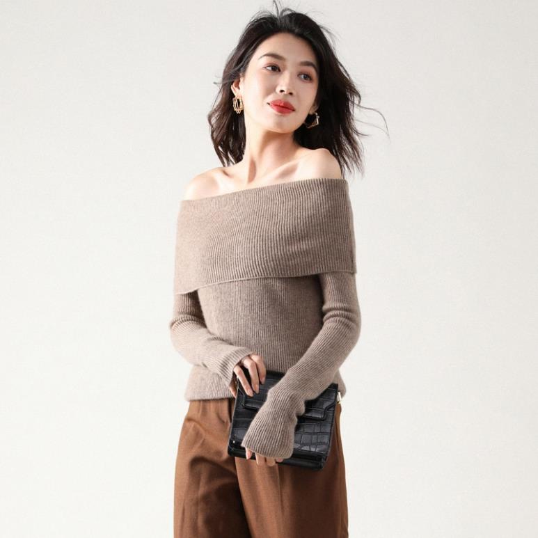 Áo len tăm dài tay trễ vai MaiRin Fashion phong cách thời trang nữ sành điệu, dễ phối đồ 089 | BigBuy360 - bigbuy360.vn
