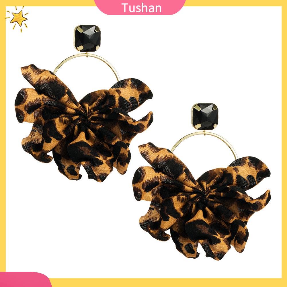 Đôi Khuyên Tai Dài Họa Tiết Da Báo Đính Đá Thời Trang Cho Nữ