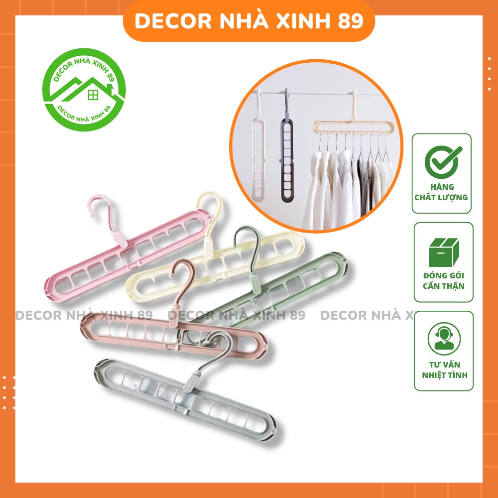 Móc Treo Quần Áo 9 Lỗ Thông Minh Quay 360 Đồ Đa Năng Tiện Dụng - Decor Nhà Xinh