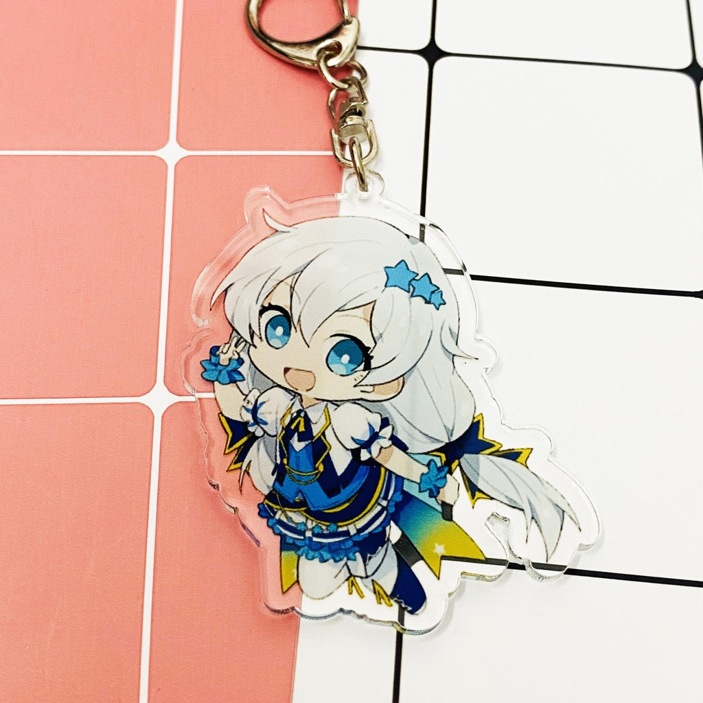 (mẫu 1) Móc khóa in hình anime chibi Honkai Impact 3 mika trong acrylic quà cho fan