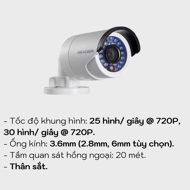 CAMERA HIKVISION DS-2CE16COT-IR 1MP (Thân sắt)