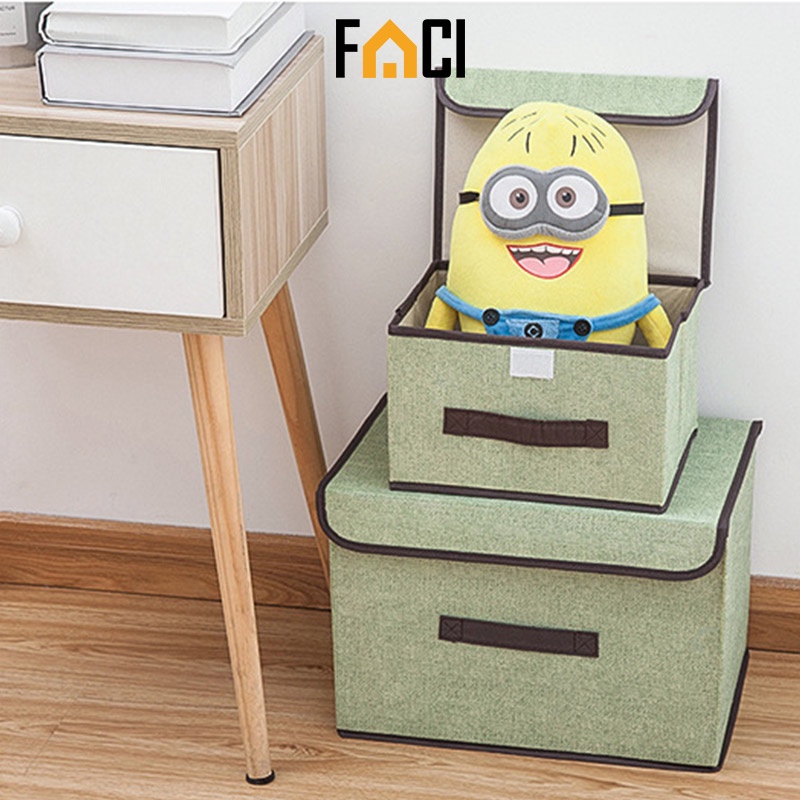 Hộp vải đựng đồ quần áo đồ lót đồ chơi đa năng có nắp đậy tiện dụng Faci_Official