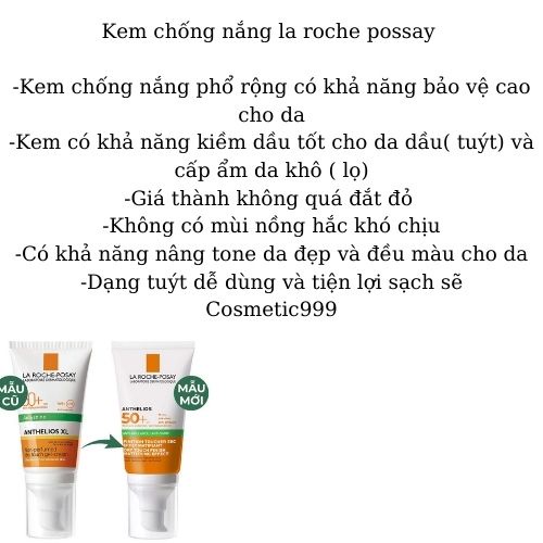 Kem chống nắng La Roche Posay, kem chống nắng cho da dầu chính hãng kiềm dầu lâu trôi Cosmetic999