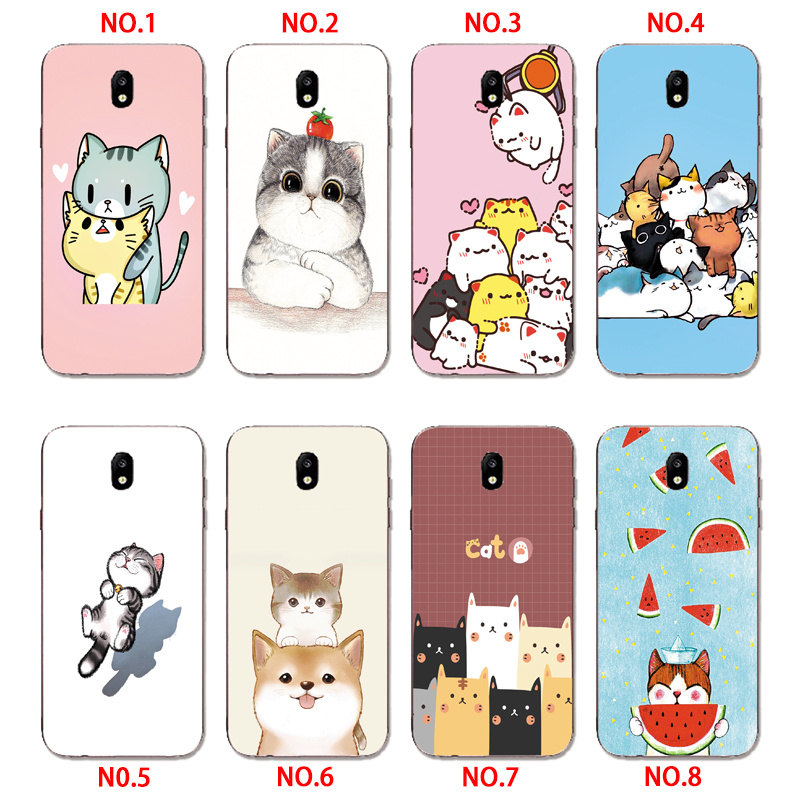 Samsung Galaxy J3 J5 J7 2017/J330 J530 J730/J2 Pro 2018 J7 J5 INS Cute Cartoon Little Cat Soft Silicone TPU Phone Casing Lovely Graffiti Case Back Cover Couple