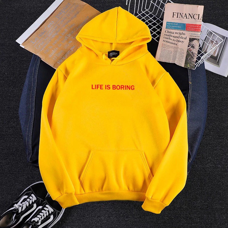 ÁO HOODIE NAM NỮ IN LIFE IS BORING GS25