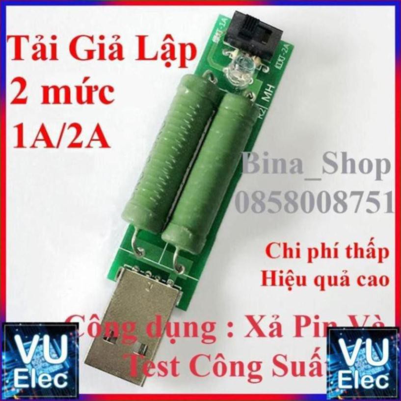 Tải Giả Lập 1A/2A Dùng Test Pin Sạc Dự Phòng, Cốc Sạc, Xả Nhanh Điện Áp Cell Pin 18650