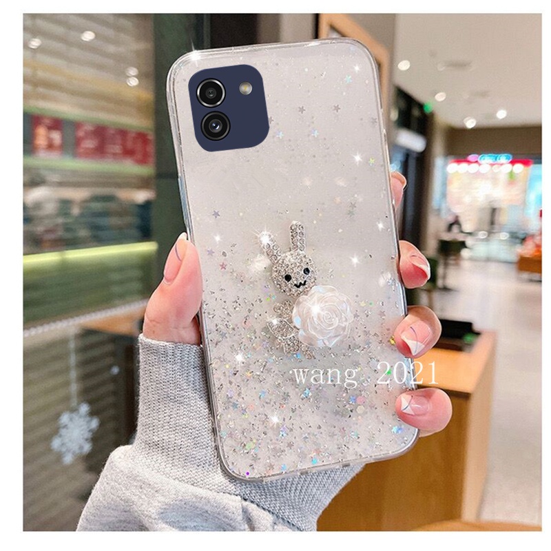 Ốp Điện Thoại Tpu Dẻo Trong Suốt Kim Tuyến Hình Thỏ Nhiều Màu Cho Samsung Galaxy A03 S22 S21 FE 5G + Ultra 5G