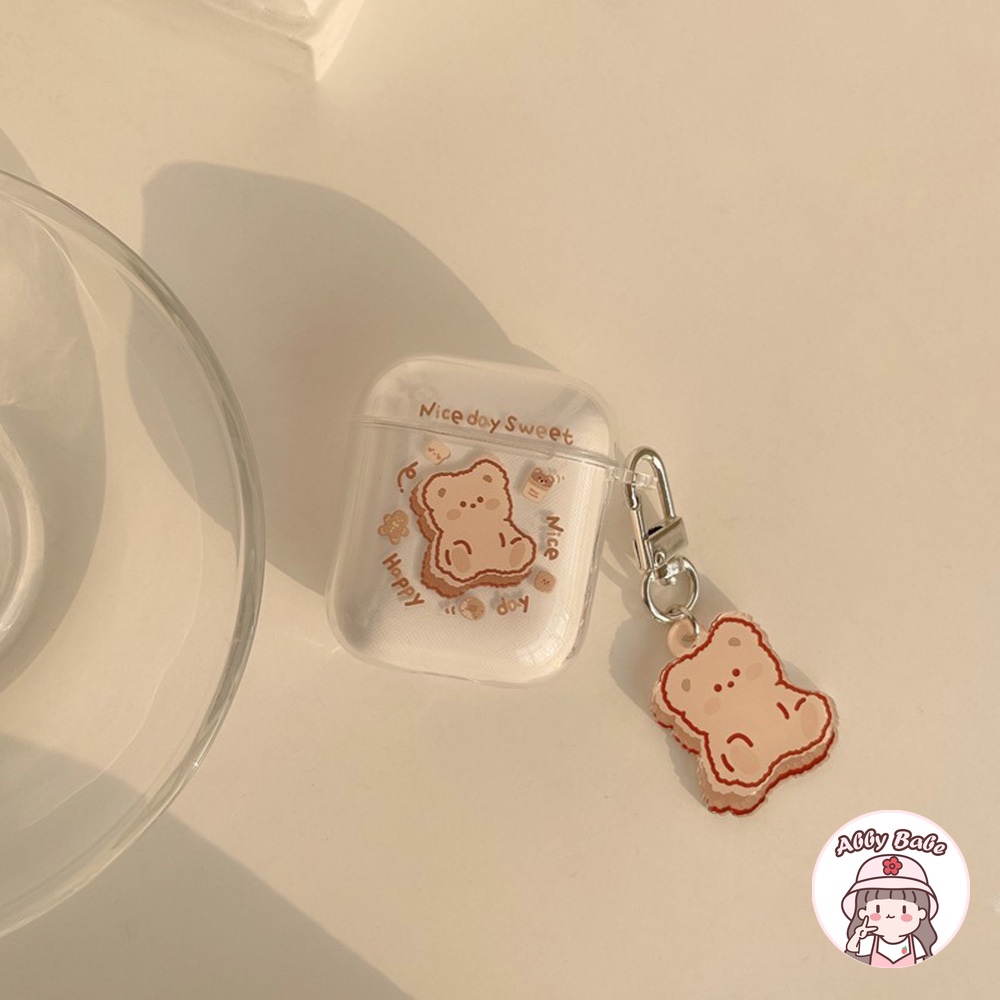 Vỏ Bảo Vệ Hộp Sạc Tai nghe không dây Earphone 1/2/pro Bằng TPU Mềm Trong Suốt Họa Tiết Hoạt Hình Chú Gấu Dễ Thương