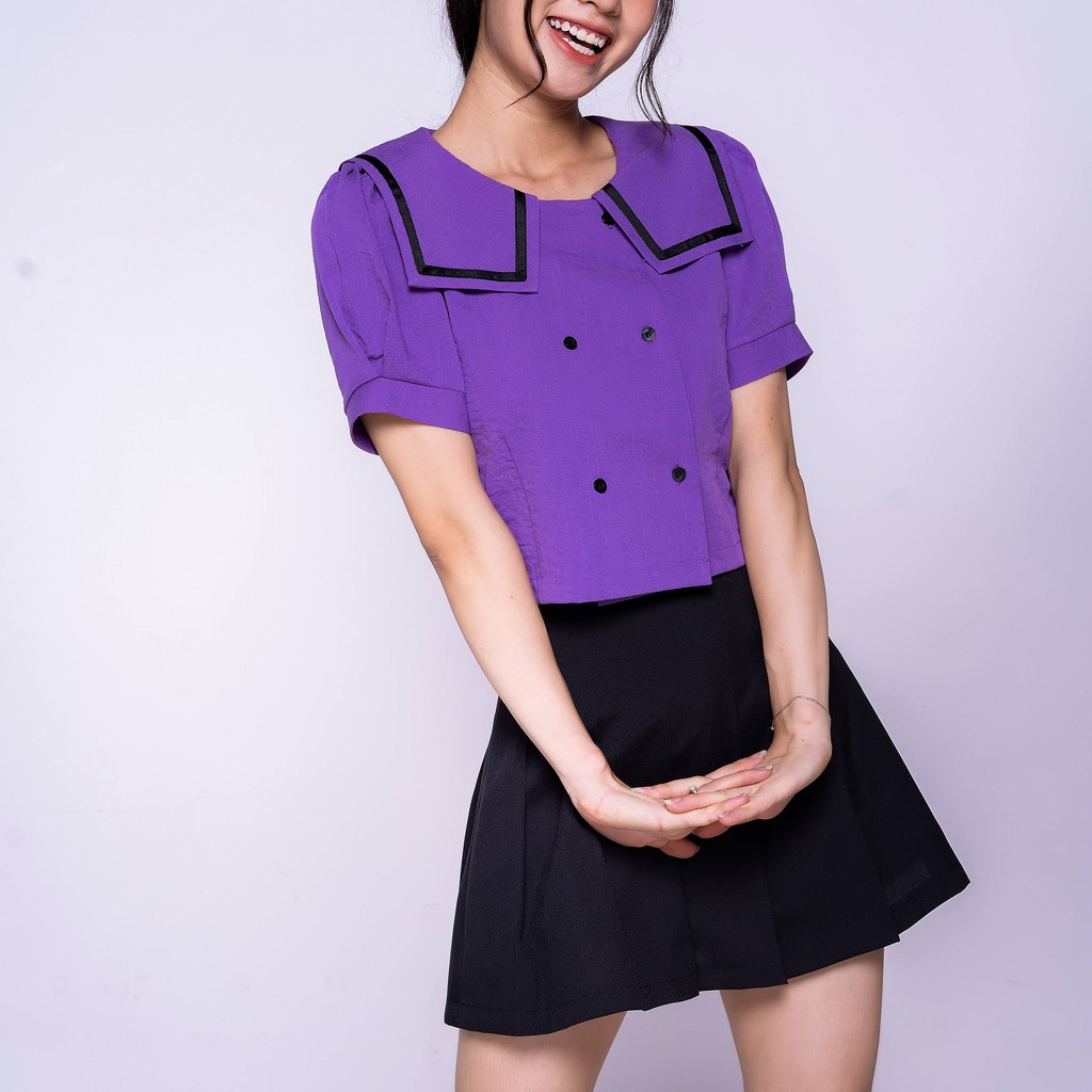 Áo kiểu sơ mi nữ cổ vuông, có cúc, trẻ trung, thiết kế cao cấp TKFASHION SMKA195