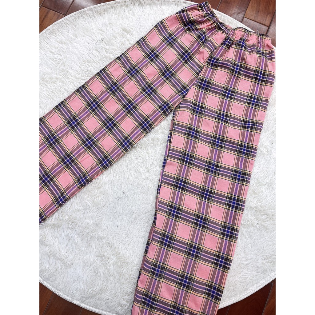 [ Mã FAMAYWA2 giảm 10K đơn 50K] Bộ Áo Phông Trái Tim Quần Culottes Kẻ 🦋 Set Áo Thun Hồng Kèm Quần Dài Caro 🦋 | BigBuy360 - bigbuy360.vn