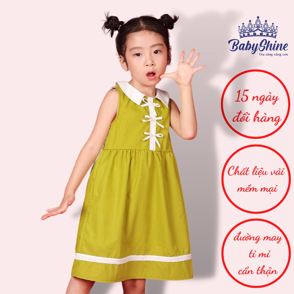 Đầm Mùa Hè - Đầm Sát Nách Cho Bé BabyShine - Đầm Màu Xanh Cốm, Ảnh Thật - Hàng Thiết Kế, Giá Xưởng