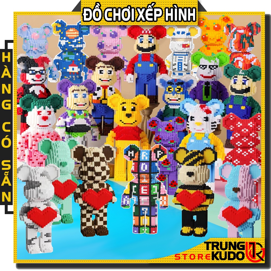 Mô hình Bearbrick độc lạ có đèn và ngăn kéo cao 36cm Dạng đồ chơi xếp hình Bearbrick độc lạ làm quà, đồ decor