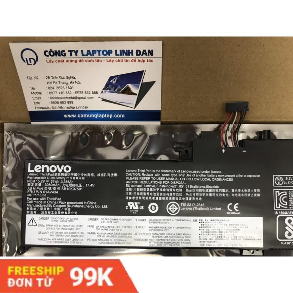 Pin (Original)51wh Lenovo Yoga 260 X380 01AV434 SB10K97591 00HW026 00HW027 Battery