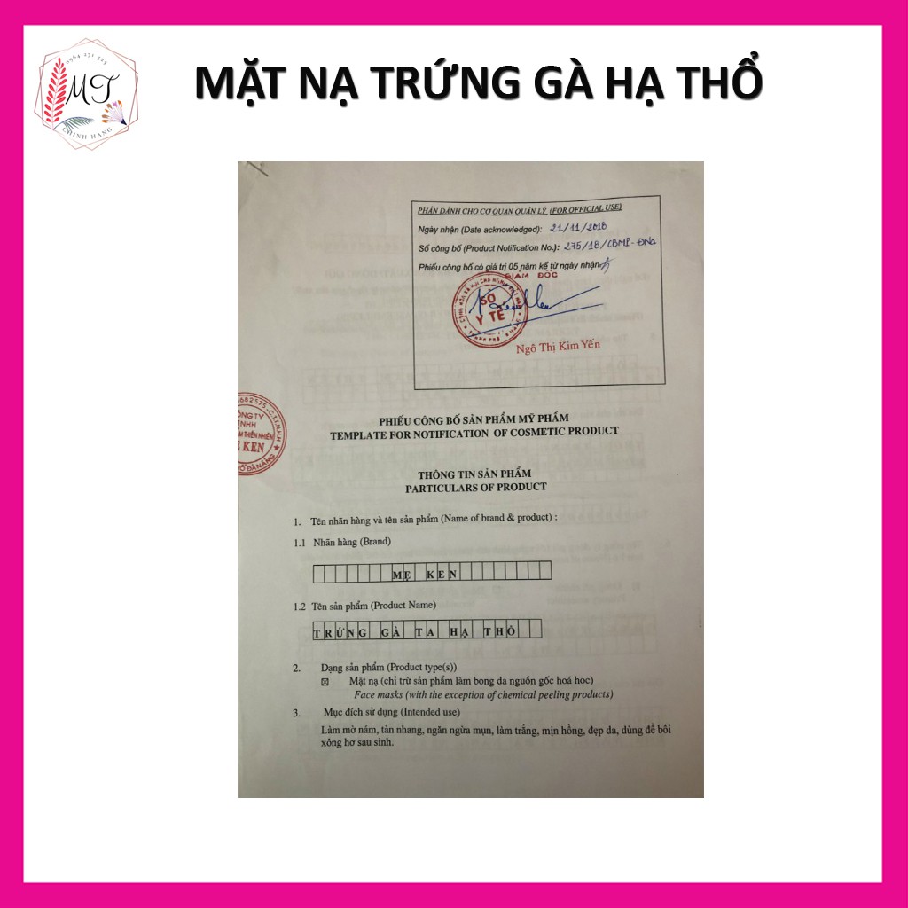 Mặt Nạ Trứng Gà Hạ Thổ Mẹ Ken 100ml - Dùng Xông Hơ Mẹ Sau Sinh, Hỗ Trợ Nám Tàn Nhang, Dưỡng Da Sáng Mịn