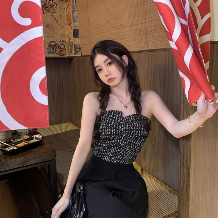 XIAO ZHAI NV QADCOL Áo Ống Thiết Kế Độc Đáo Phong Cách Hàn Quốc Cá Tính Cho Nữ