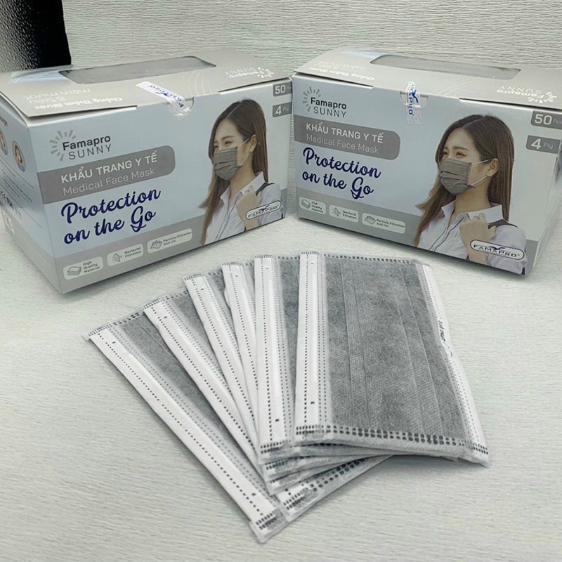 Khẩu trang y tế kháng khuẩn 4 lớp Famapro Sunny
