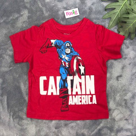 [9-21kg] Áo Thun Tay Ngắn Bé Trai GP - Đỏ Captain America