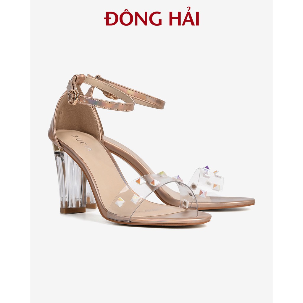 Sandal cao gót Zucia quai trong đính phụ kiện thanh lịch gót trụ trong suốt 9cm - SHL44