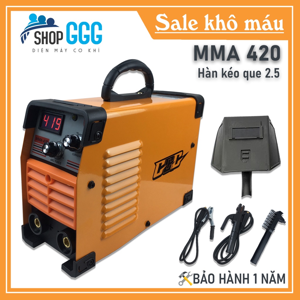 (TẶNG 5 QUE HÀN) Máy hàn điện tử chính hãng MMA420, hàn kéo que 2,5 | BỘ PHỤ KIỆN ĐẦY ĐỦ | Hàn được que inox