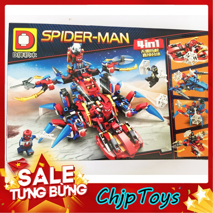 ĐỒ CHƠI LẮP RÁP - COMBO 4 CHIẾN XA SPIDER MAN (4 IN 1)