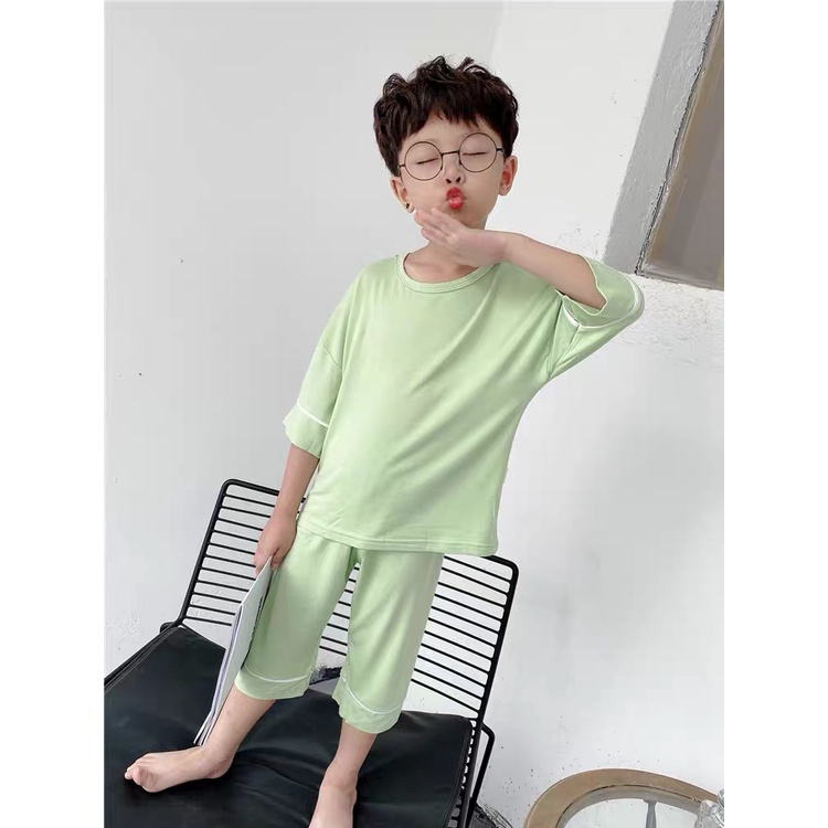 Bộ Quần Áo Trẻ Em Minky Mom Lửng Bo Viền Tay Chân Nhiều Màu Cho Bé Chất Thun Lạnh Siêu Mềm Mịn Mát