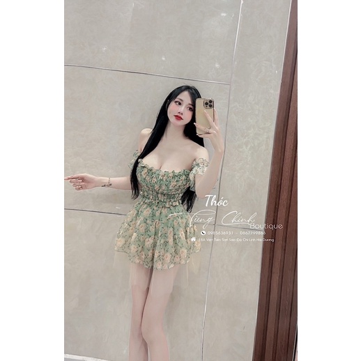 Set váy tơ chun hoa