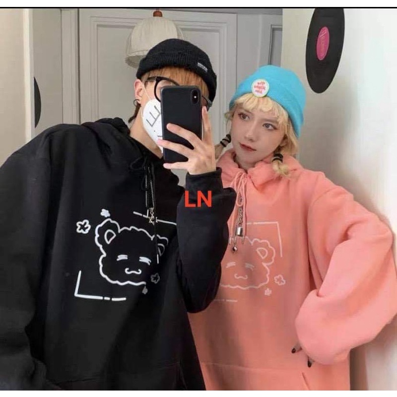 Áo hoodie mặt gấu ô vuông LN11