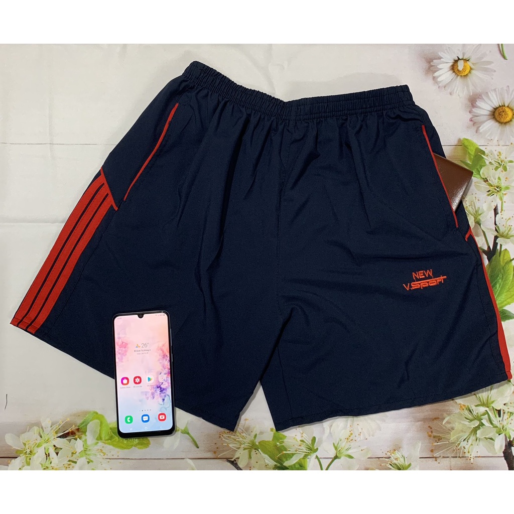 Quần Đùi Nam freesize Vải Dù Phối 3 Sọc