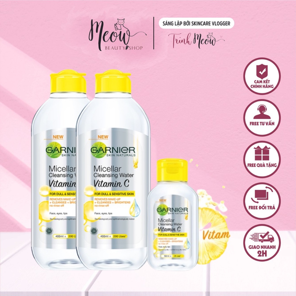 [HB Gift - Quà tặng không bán] Nước làm sạch và tẩy trang cho mọi loại da Garnier Micellar Water 50ml