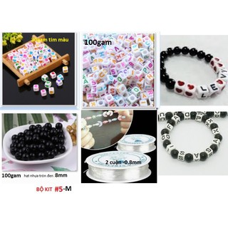 combo 230gam hạt chữ nhựa, dây thun làm 20 vòng tay -Số 5