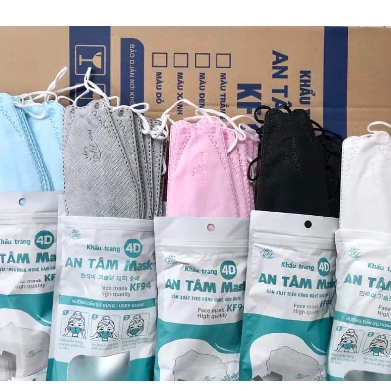 KHẨU TRANG HOÀNG DŨNG KF94- MÀU ĐEN - TRẮNG - XÁM - XANH _ Khẩu trang 4D Hoàng Dũng KF94 Mask