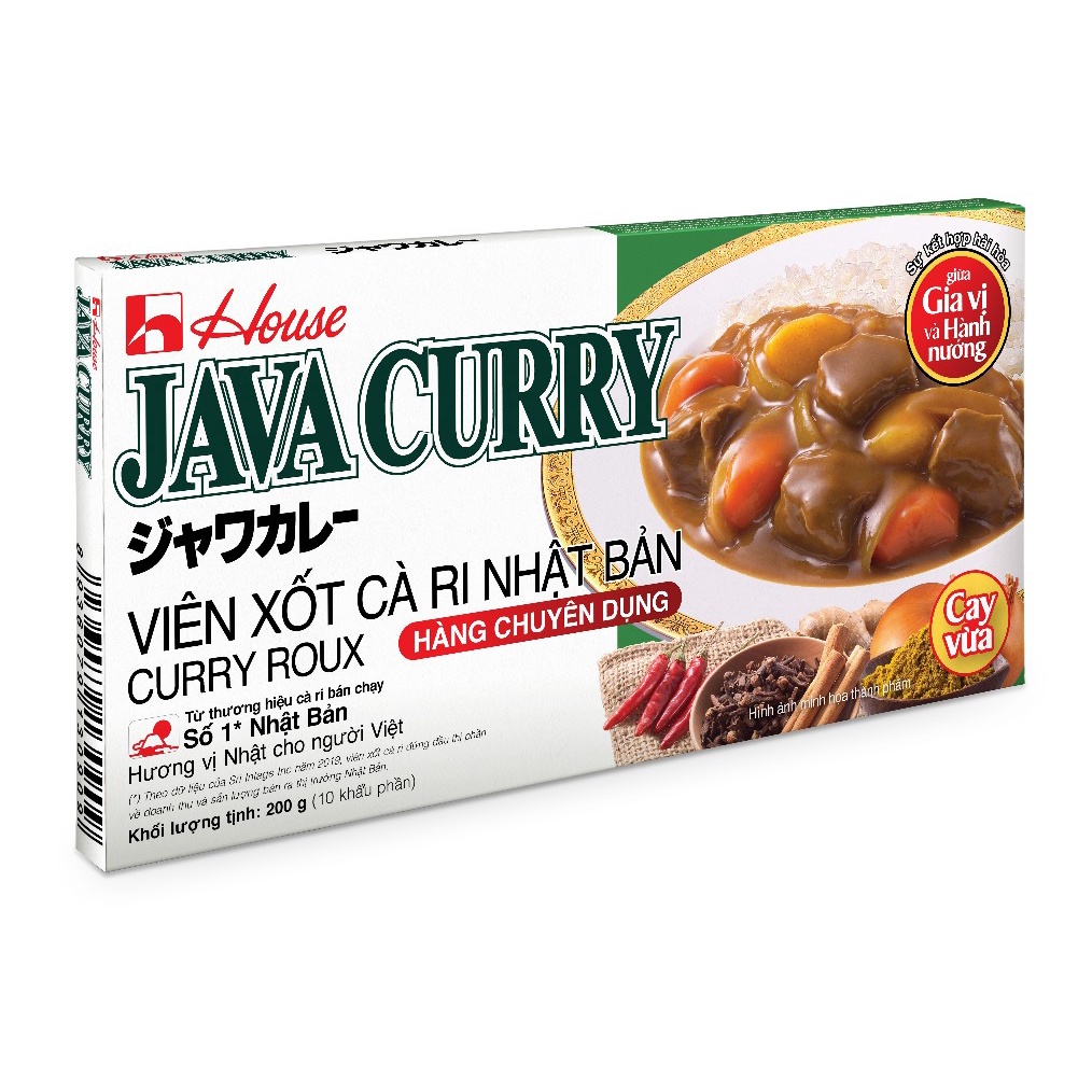JAVA CURRY 200g – viên xốt cà ri Nhật Bản curry roux - Gia vị nấu cà ri Nhật Housefoods - Vị cay vừa - 10 khẩu phần