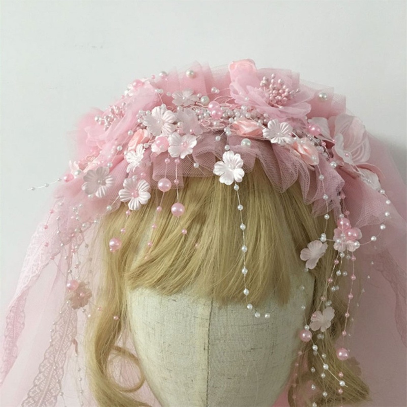 Băng Đô Vải Tuyn Nhiều Lớp Phong Cách Lolita Cho Cô Dâu