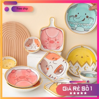 Bát Sứ Bát Ăn Cơm Bộ Bát Đĩa Decor Bộ Chén Dĩa Sứ Hoạt Hình Dễ Thương Cute Cao Cấp V49