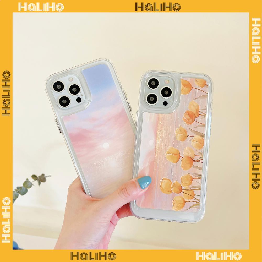 iPhone Case Silicone Soft Case Clear Case Thickened Shockproof Protection Camera Sunset Flower Compatible For iPhone 11 iPhone 13 Pro Max iPhone 12 Pro Max iPhone 7 Plus iPhone xr
