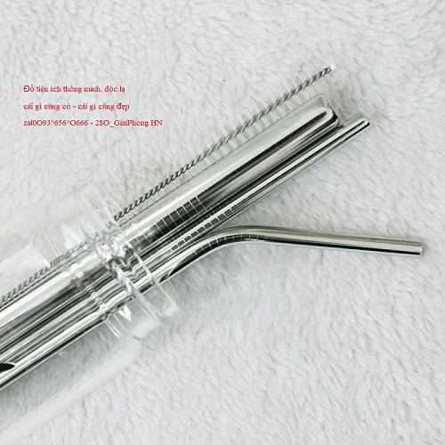 Bộ Ống Hút Inox 3 Món Tặng Kèm Cọ Rửa Tiện Lợi Có Thể Tái Sử Dụng