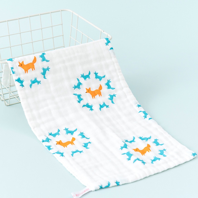 Khăn Lau Tay cotton Sáu Lớp Dày Dặn Hình Vuông Họa Tiết Hoạt Hình Cho Bé