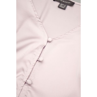 Áo lụa satin cổ tim hàng nút vải phía trước tay ngắn PRIMARK