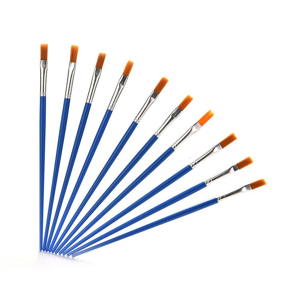 Set 10 Cọ Vẽ Tranh Màu Nước Đầu Cọ Nylon / Acrylic Nhiều Màu