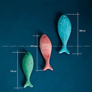 Cá gỗ 3 màu trang trí, Cá gỗ handmade