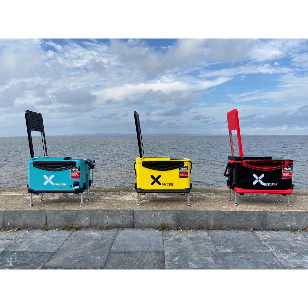Thùng câu XSamtin 36L có chân địa hình + Tựa lưng
