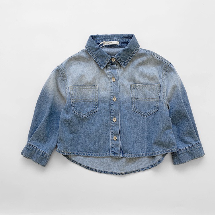 Áo jean denim wax dài tay cao cấp cho bé A824