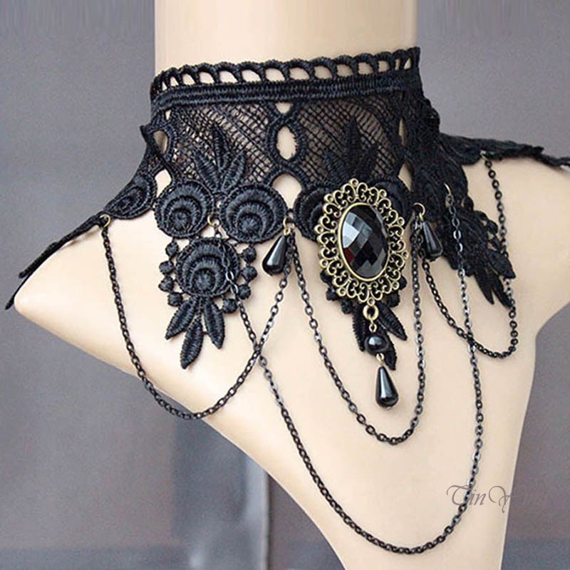 GETNOIVAS Vòng cổ choker phối ren thời trang quyến rũ độc đáo cho nữ
