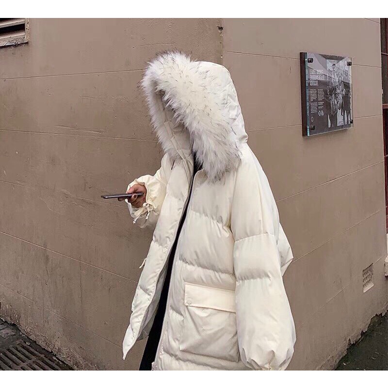 Áo khoác phao mùa đông túi hộp form rộng chất đẹp lót bông dày dặn