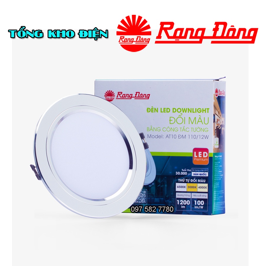 Đèn LED Âm trần Downlight Đổi màu Rạng Đông 12W