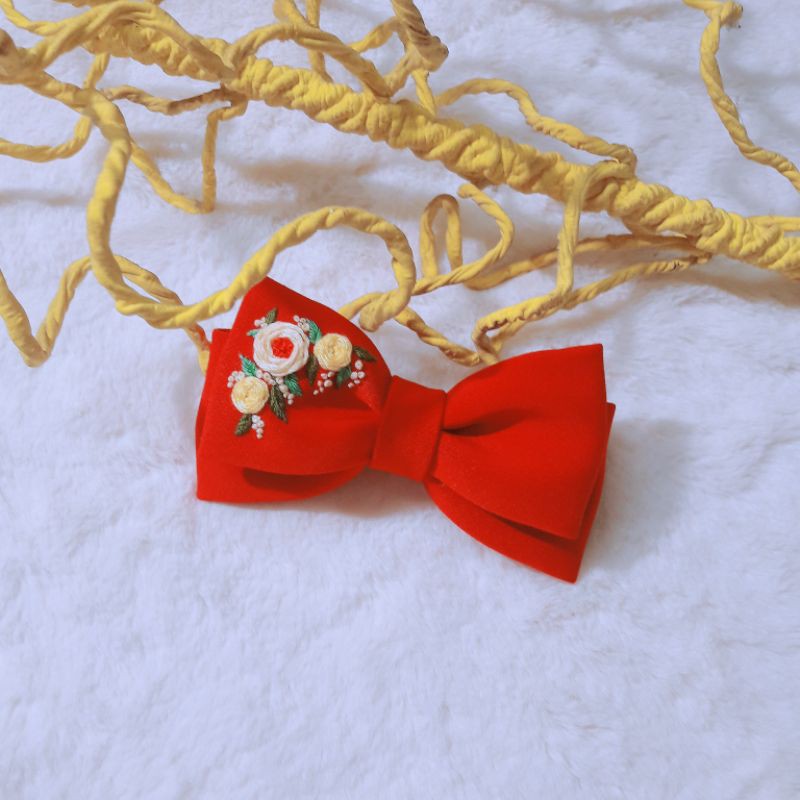 NƠ KẸP TÓC THÊU TAY HANDMADE
