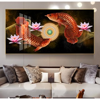 Tranh nghệ thuật hiện đại phong thủy Đôi Cá rồng Huyết Long tài lộc bóng kiếng mica nhiều mẫu tuyệt đẹp BK_0066