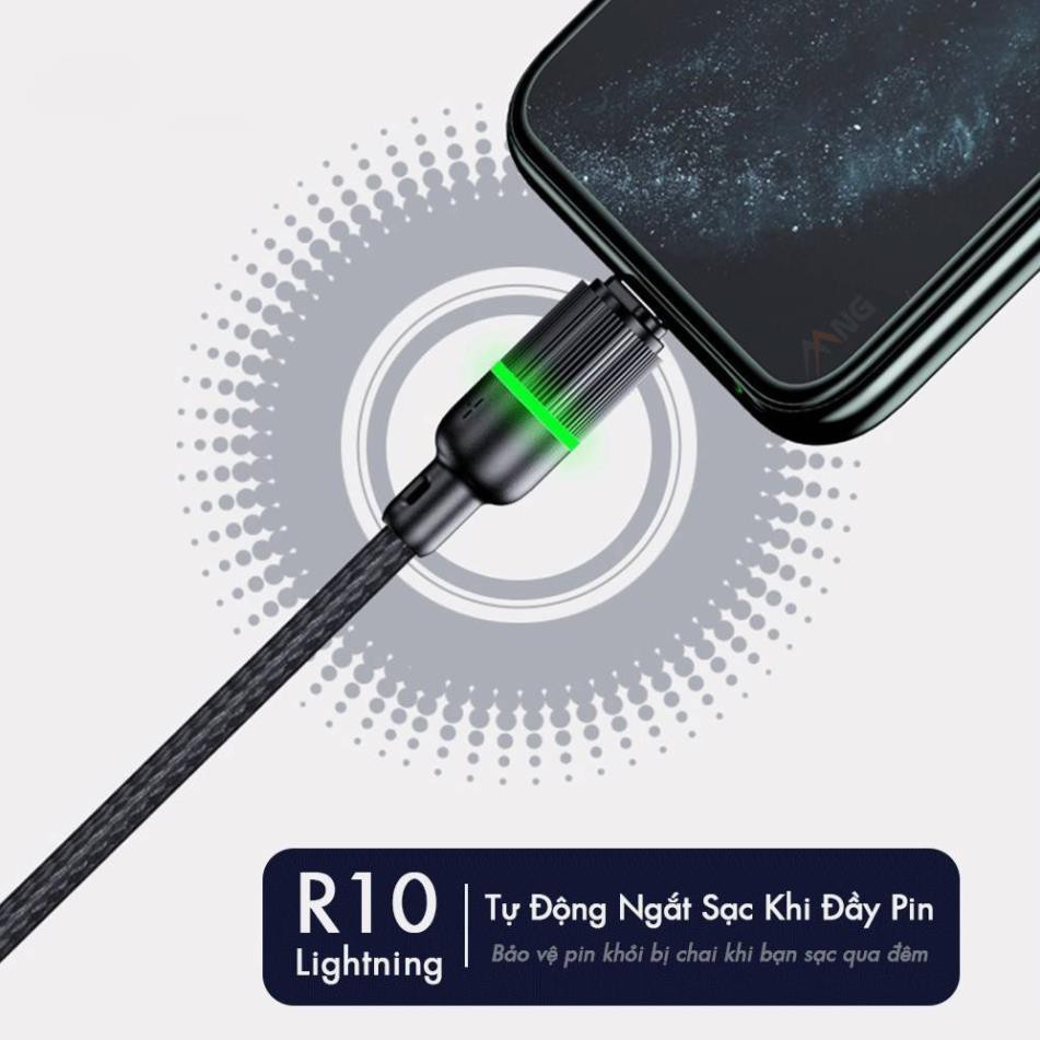 Dây cáp sạc nhanh 2.4A tự ngắt Lightning hiệu ROCK R10 data tốc độ cao 480 Mbps cho iPhone / iPad - Hàng chính hãng